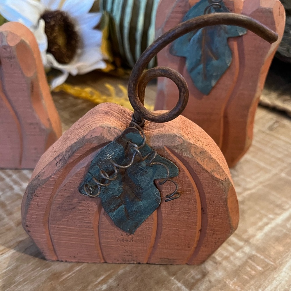Rustic Wooden Pumpkin Decor, Set of 3 - Picture 2 of 6